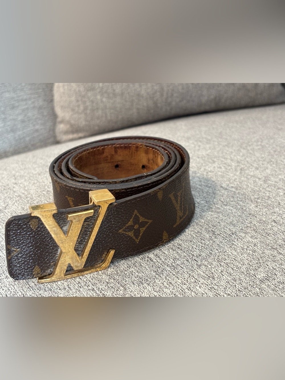 Louis Vuitton Dark Brown Monogram Canvas Belt with Gold LV Buckle
